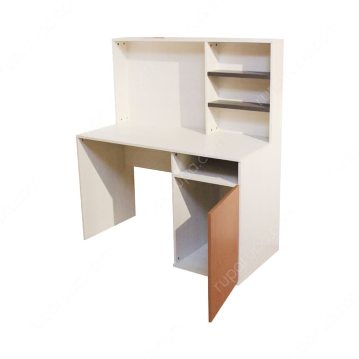 LUCCA DEUX DESK WITH HUTCH WHITE GREY