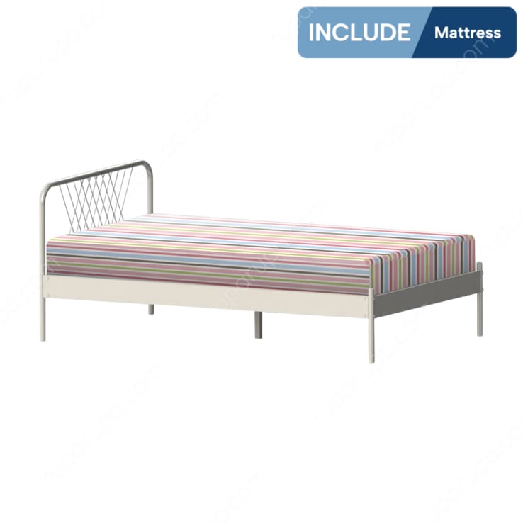 LYON BED 100X200 CM SET WHITE-CRM (S/2)
