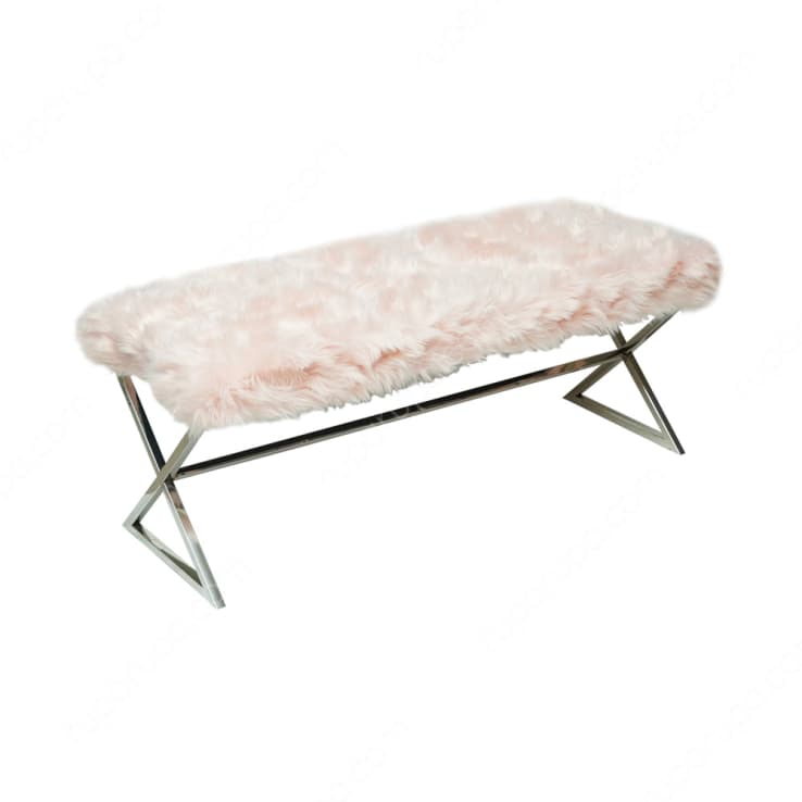 HERA FUR BENCH PINK SILVER