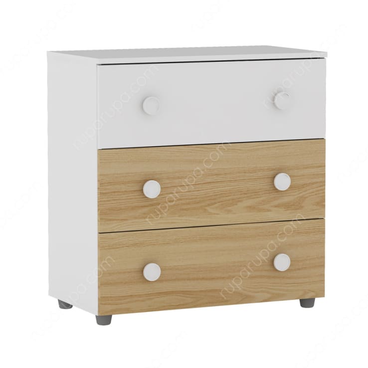 STANLEY CHEST 3 DRAWERS OAK WHITE