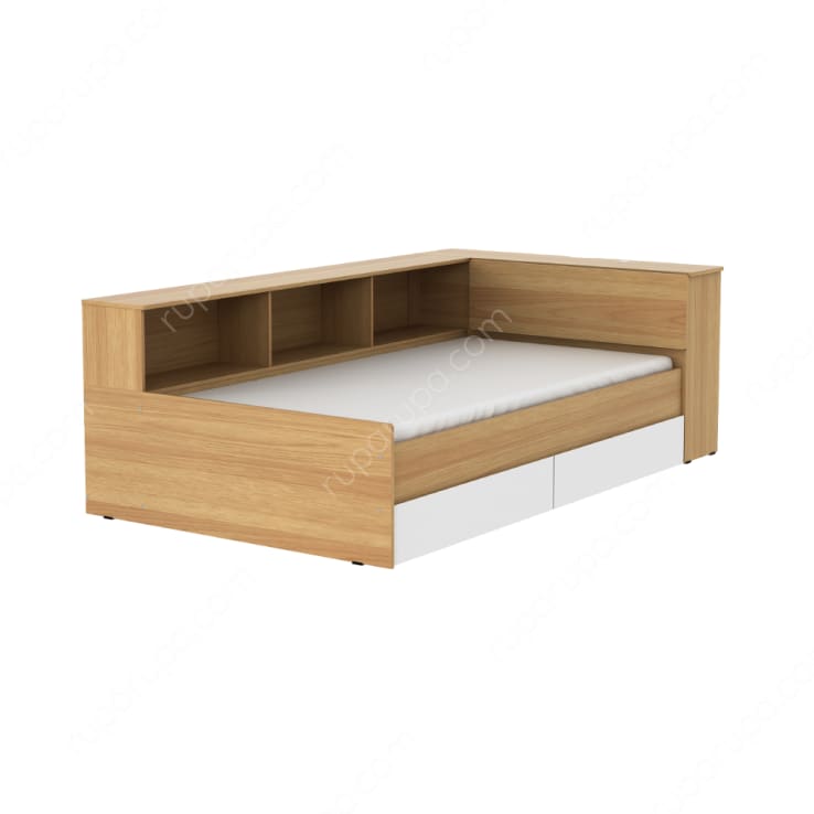 PLUTO CORNER BED 100+MATTRESS WHITE (S/3)