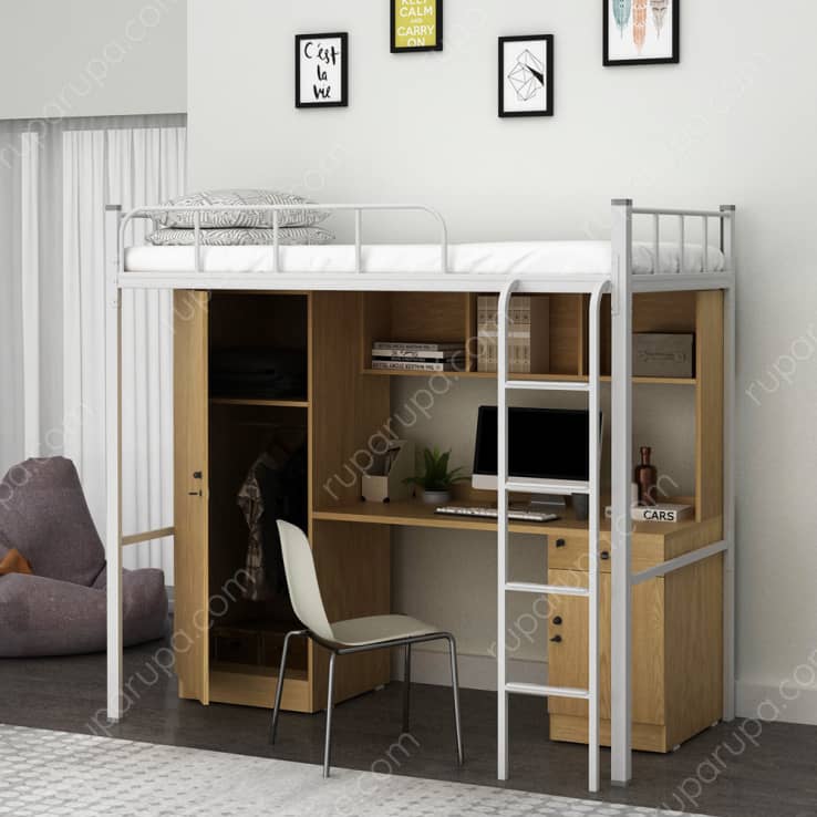 HALDEN LOFT BED W/ WARDROBE+DESK (S/2)