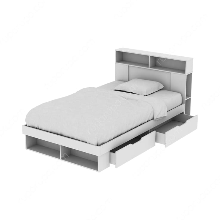 GIO BED 120X200 W/MATTRESS WHITE (S/4)