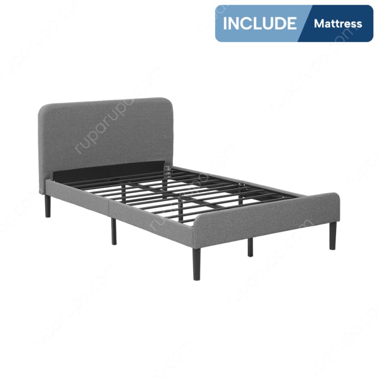LIO BED 120X200 CM+MATTRESS GREY (S/2)