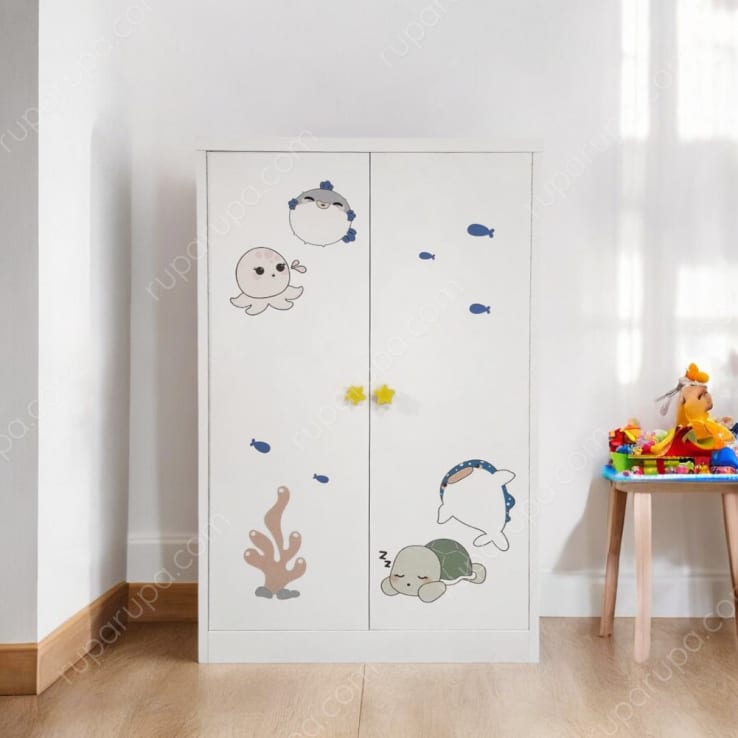 KIARA 2 DOORS METAL WARDROBE WHITE