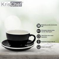 Gambar Krischef 350 Ml Cangkir Cappucino Dengan Saucer - Hitam