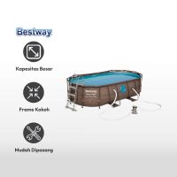 Gambar Bestway Power Steel Oval Kolam Renang 427x250x100 Cm - Cokelat