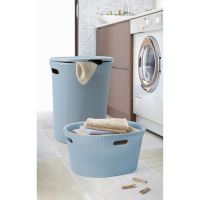 Gambar Tatay 41x33x50 Cm Baobab Keranjang Laundry Dengan Tutup - Biru