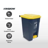 Gambar Krisbow 50 Ltr Tempat Sampah Plastik Outdoor - Kuning/abu-abu