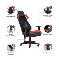 Gambar Informa Kevin Kursi Gaming - Merah/hitam