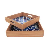 Gambar Informa Set 2 Pcs Nampan Saji Dekorasi Moroccan - Biru/putih