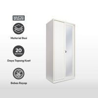 Gambar Masterspace 90x55x195 Cm Lemari Pakaian 2 Pintu Geser  - Putih