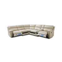 Gambar Cheers Michelson Sofa L Sectional Recliner Kulit - Krem