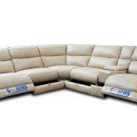 Gambar Cheers Michelson Sofa L Sectional Recliner Kulit - Krem