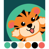 Gambar Kiddy Star Cute Tiger Paint By Numbers 20x20cm