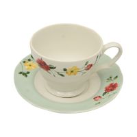 Gambar Delicia Set 9 Pcs Teko & Cangkir Teh Stoneware Rose - Hijau