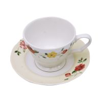 Gambar Delicia Set 9 Pcs Stoneware Cangkir Teh & Teko Rim Rose - Kuning