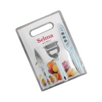 Gambar Selma Set 4 Pcs Lily Pisau Dapur Dengan Talenan - Hijau