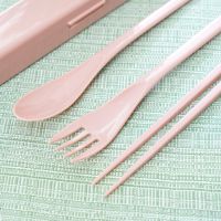 Gambar Ataru Set 3 Pcs Alat Makan Plastik - Pink