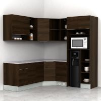 Gambar Informa Prescoot Kitchen Set Sudut L - Cokelat Walnut