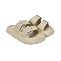 Gambar Ataru Ukuran 36 Sandal Slides Thick Double Buckle - Krem Beige