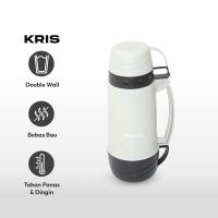 Gambar Kris 600 Ml Termos Vacuum Flask Dengan Glass Inner - Abu-abu/cokelat