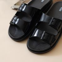 Gambar Ataru Ukuran 40 Sandal Wanita Slides Double Strap Jelly - Hitam