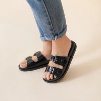 Gambar Ataru Ukuran 40 Sandal Wanita Slides Double Strap Jelly - Hitam