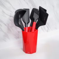 Gambar Kris Set 8 Pcs Peralatan Masak Silikon Dengan Holder - Merah/hitam