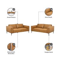 Gambar Nordia Montebello Set Sofa Fabric 2.5 & 2.5 Seater - Cokelat