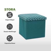 Gambar Stora 38x38 Cm Bangku Ottoman Lipat Brick - Hijau