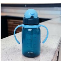 Gambar Kris 350 Ml Botol Minum Flipstraw Dengan Handle - Biru Tua