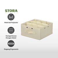 Gambar Stora 26.5x26.5x13 Cm Organizer Laci 9 Kompartemen - Krem Beige