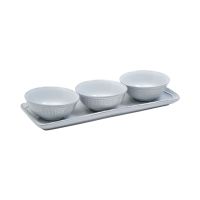 Gambar Appetite Set 3 Pcs Elio Wadah Saji Dengan Nampan Round - Putih