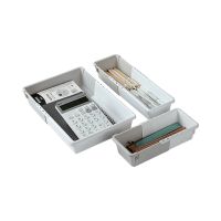 Gambar Stora Set 3 Pcs Organizer Laci Adjustable - Putih/abu-abu