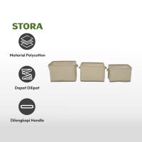 Gambar Stora Set 3 Pcs Keranjang Penyimpanan Fabric - Krem Beige