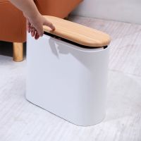 Gambar Informa 10 Ltr Tempat Sampah Slim Push Dengan Tutup Wooden - Putih