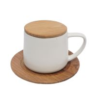 Gambar Seco By Seken Living 300 Ml Cera Cangkir Dengan Saucer Wooden - Putih