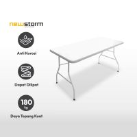 Gambar Newstorm 152x76cm Molding Meja Taman Lipat 5ft- Putih