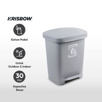 Gambar Krisbow 30 Ltr Tempat Sampah Plastik Pedal - Abu Abu