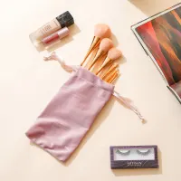 ataru-set-6-pcs-kuas-make-up-dengan-pouch---pink-rose-gold