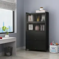 stora-kabinet-kantor-metal-5-tingkat-dengan-4-pintu---hitam