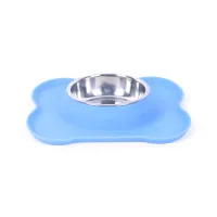 tempat-makan-hewan-bone-shape-silicone-ukuran-m---biru