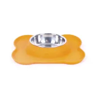 tempat-makan-hewan-bone-shape-silicone-ukuran-m---oranye