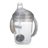 nuby-botol-bayi-tritan-spout-w/straw-nb237---abu-abu