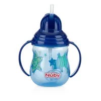 nuby-270-ml-botol-minum-flipit-twin-hndle-w/straw---biru