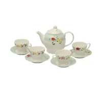 delicia-set-9-pcs-teko-&-cangkir-teh-stoneware-rose---hijau