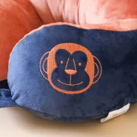 ataru-bantal-leher-embroidery-monkey---biru-navy/cokelat