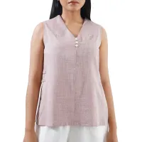 pendopo-ukuran-s-blus-wanita-linen-button-detail-0223---cokelat