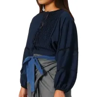 pendopo-ukuran-s/m-blus-wanita-pleats-ls-0223---biru-navy